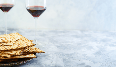 matzos with glasses of wine